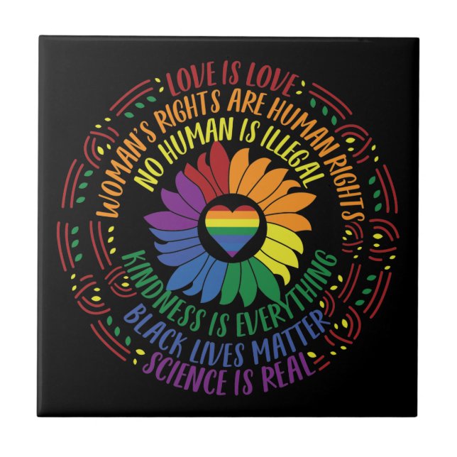 Carreau Social Justice Rainbow Colors Word Art (Devant)
