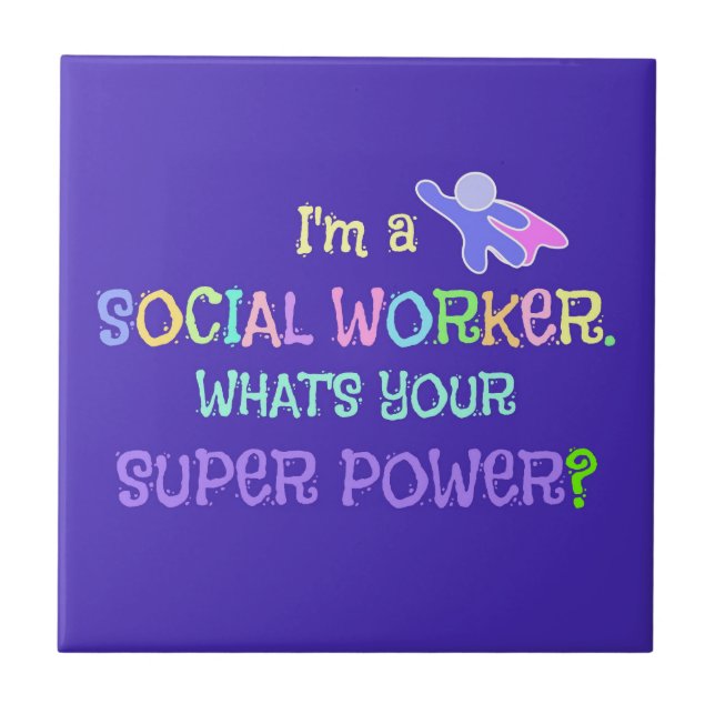 Carreau Social Worker, Pastel Text Funky Design (Devant)
