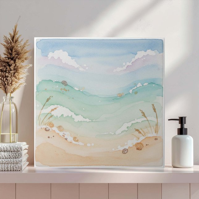 Carreau Soft Watercolor Beach Scene ID1207 (Créateur téléchargé)