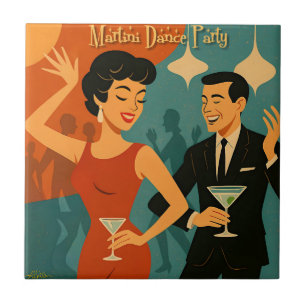 Carreau Soirée Dansante Martini du Milieu du Siècle