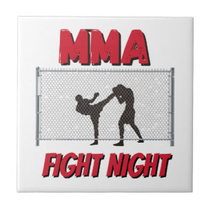 Carreau Soirée de combat de MMA texte et silhouette de deu