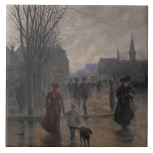 Carreau Soirée pluvieuse sur l'avenue de Hennepin, c.1902
