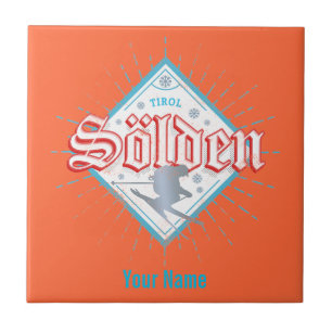 Carreau Solden Tirol Retro Skier Vintage Ski Vacances