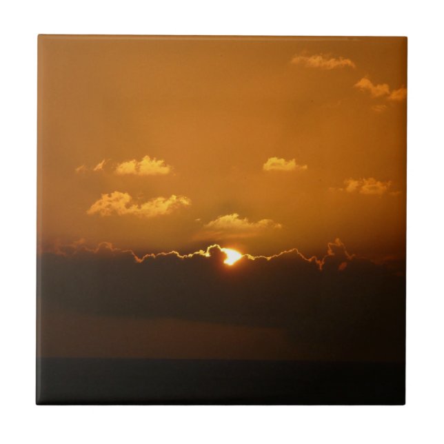 Carreau Soleil Derrière les nuages I Orange Sunset Photo (Devant)