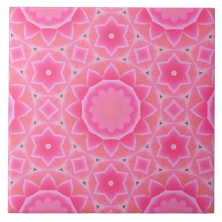 Carreau Soleil rose et étoiles petite fille motif en mosaï