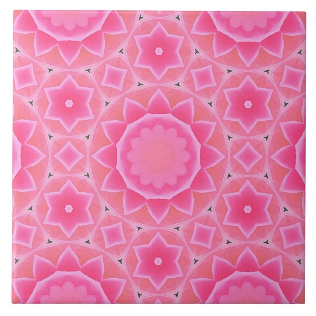 Carreau Soleil rose et étoiles petite fille motif en mosaï (Devant)