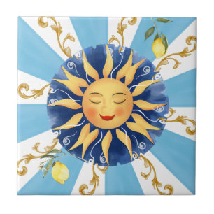 Carreau soleil sicilien, mosaïque, méditerranéen,