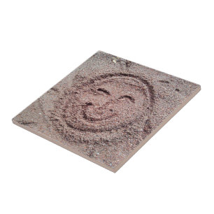 Carreau Soleil souriant, Emoticon de sable, Emoji d'été