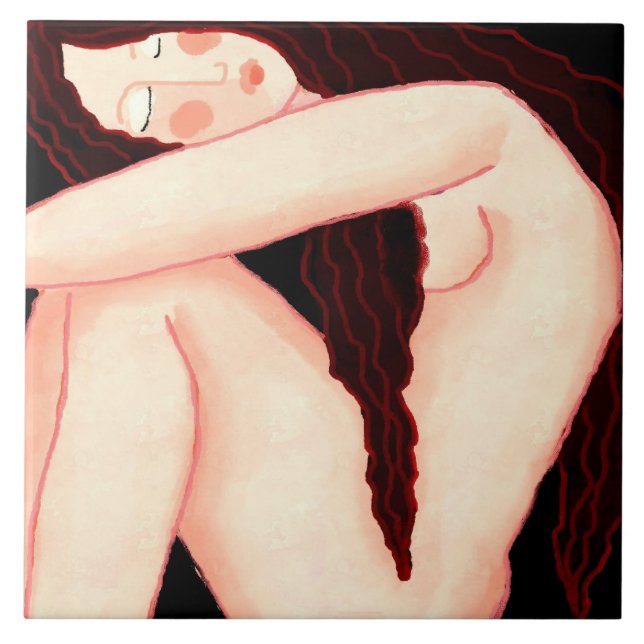 Carreau Solitude Portrait numérique Abstrait d'une femme (Devant)