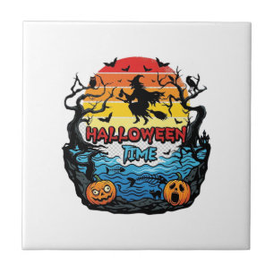 Carreau Sorcellerie Halloween Citrouilles Chauves-souris C