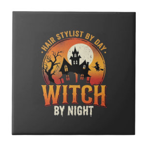 Carreau Sorcière Coiffeuse Halloween Design Vintage_1