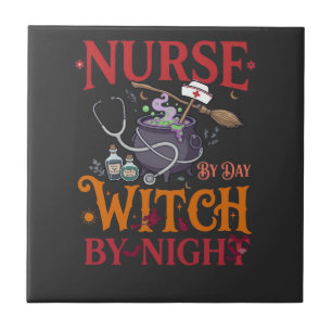 Carreau Sorcière de jour de la nurse Nuit de Halloween Cha