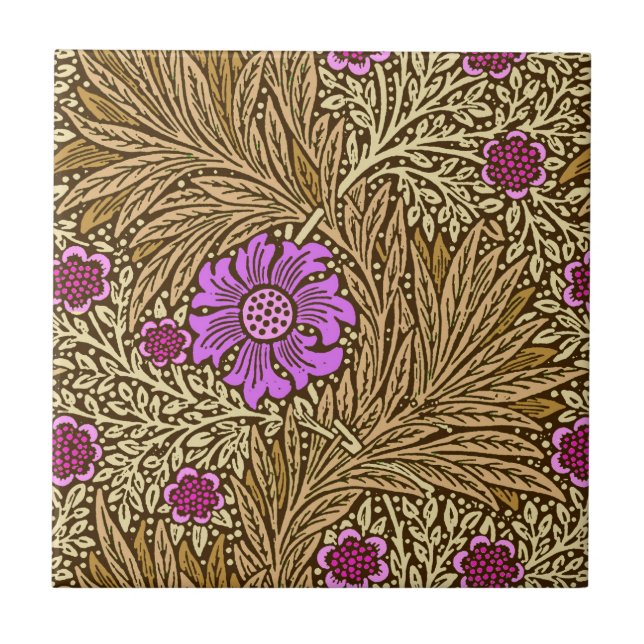 Carreau Souci, brun, beige et violette de William Morris (Devant)