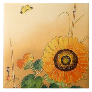 Carreau SOUFFLE, BOUTEILLE, FEUILLE VERT Floral japonais
