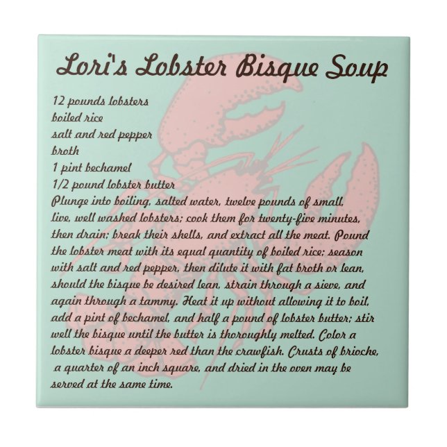 Carreau Soupe à bisque du homard de Lori (Devant)