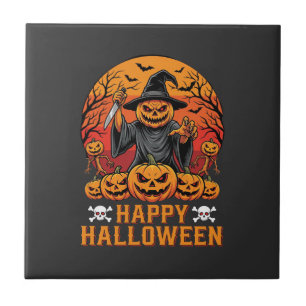 Carreau Souris Citrouille Sorcière Joyeux Halloween Vecteu