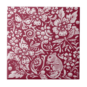 Carreau Souris de Bourgogne Maroon Forêt animal Ornat