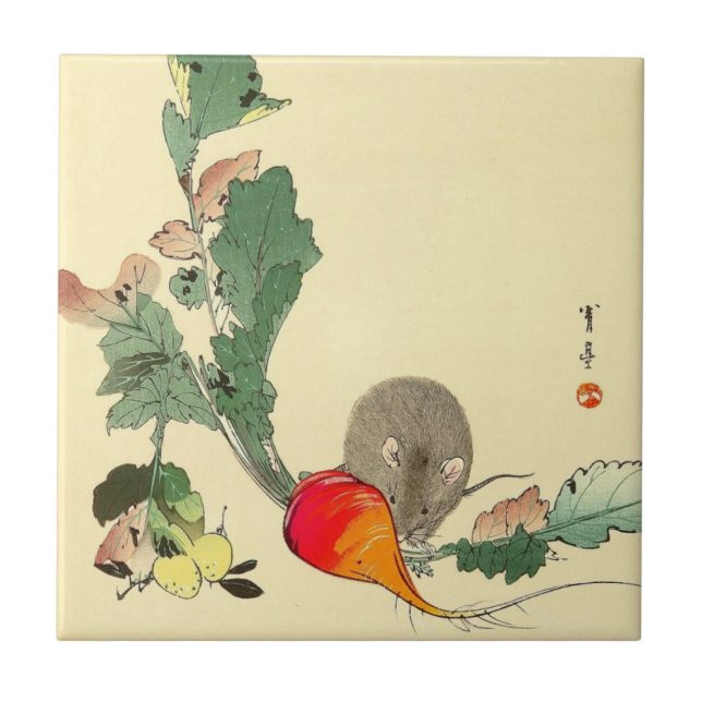 Carreau Souris et radis rouge, c.1800s de peinture (Devant)