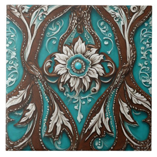 Carreau Southern Cowgirl Brown Turquoise Western Pays
