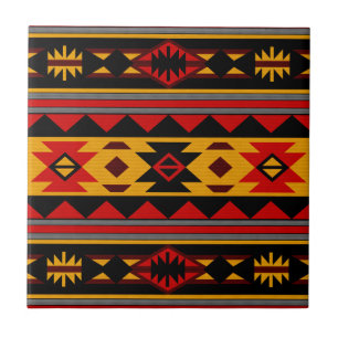 Carreau Southwest Design Red Black Gold Tribal Motif