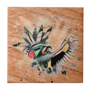 Carreau Southwest Petroglyph Danseur autochtone Kachina
