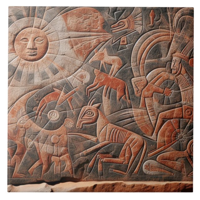 Carreau Southwest Petroglyph Design Animaux Lune Danser (Devant)