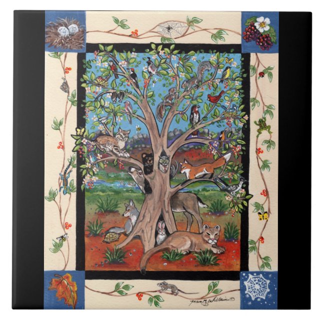 Carreau "Southwest Tree of Life" Quatre saisons, Tile Triv (Devant)
