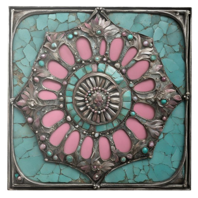 Carreau Southwestern Floral Gemstone Medallion Design (Devant)