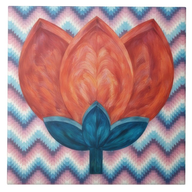 Carreau Southwestern Style Tulip Flower Decorative Tile (Devant)