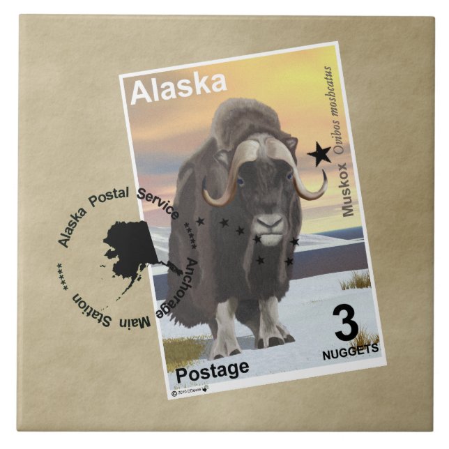 Carreau Souvenir du timbre de Muskox (Devant)