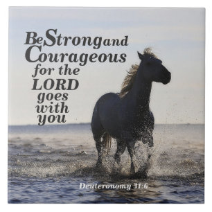 Carreau Soyez forte et courageuse Bible Verse Deut 31 Hors