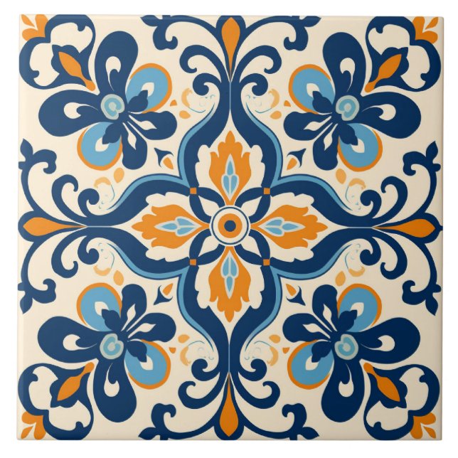 Carreau Spanish Tile Mediterranean Ceramic Tile (Devant)