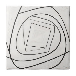 Carreau Spirale carrée abstraite noir et blanc