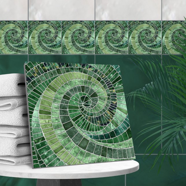 Carreau Spirale d'onde mosaïque - Vert muet (Créateur téléchargé)