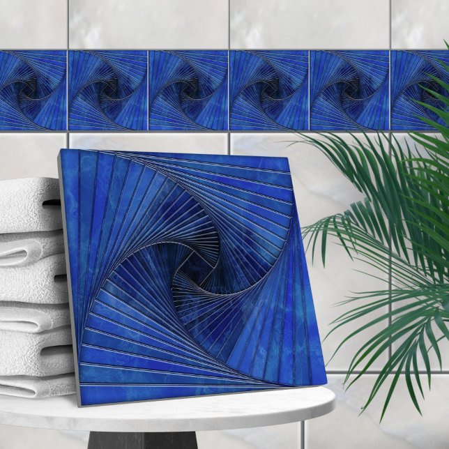 Carreau Spirale géométrique en mosaïque - Marbre bleu (Créateur téléchargé)