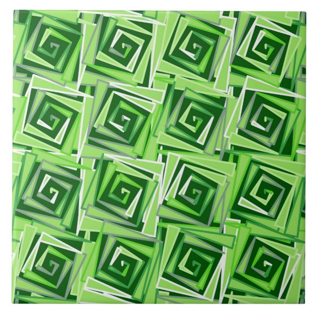 Carreau Spirales Carrés modernes, Jade Green (Devant)