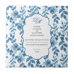 Carreau Spun Sugar & Skydiver Mariage bleu Keepsaké Cerami
