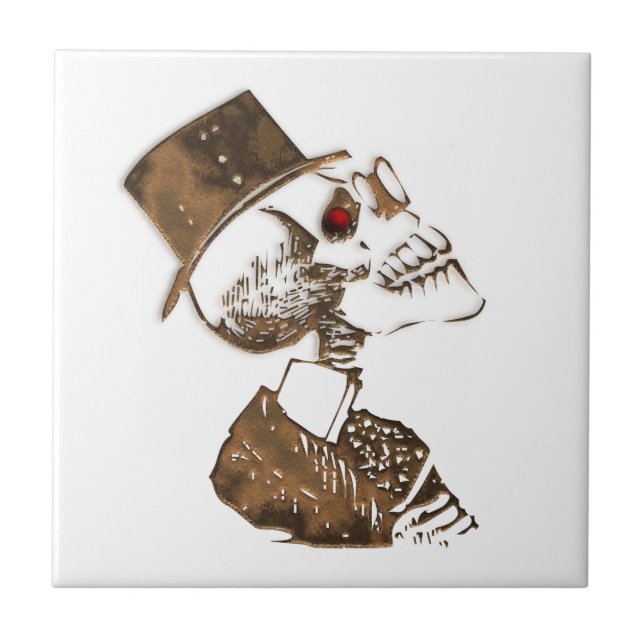 Carreau Squelette de prédicateur Steampunk (Devant)