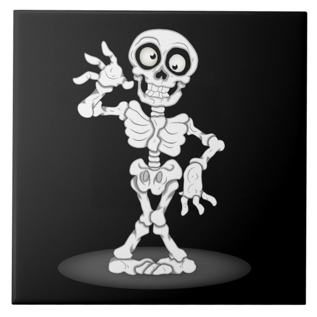 Carreau Squelette d'Halloween Animé (Devant)