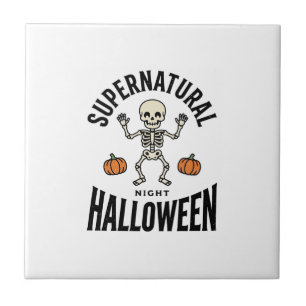 Carreau Squelette d'Halloween Surnaturel Drôle Vintage_1