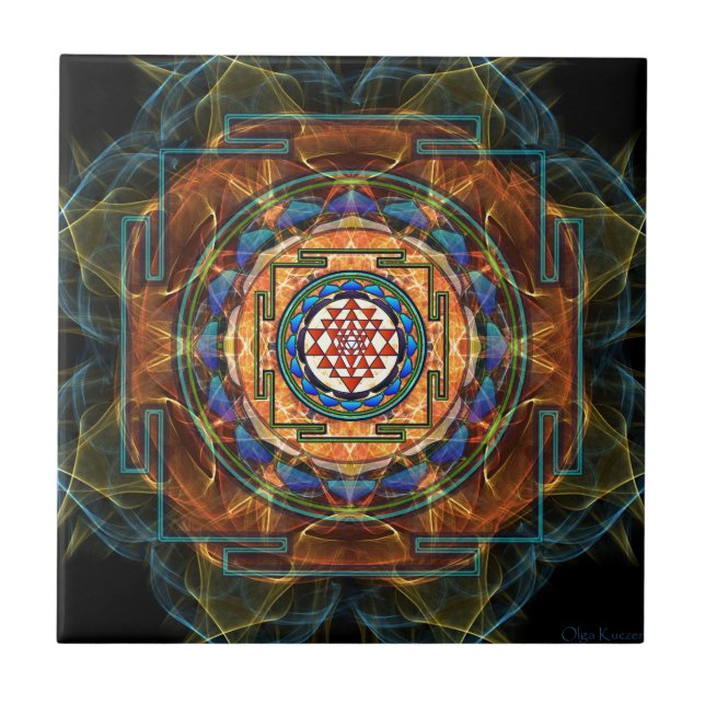 Carreau Sri Yantra - la géométrie sacrée (Devant)