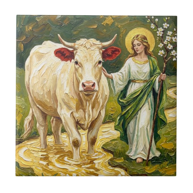Carreau St. Brigid & The White Cow (Imbolc) (Devant)