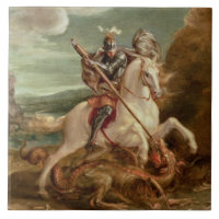 St George massacrant le dragon, (huile sur le