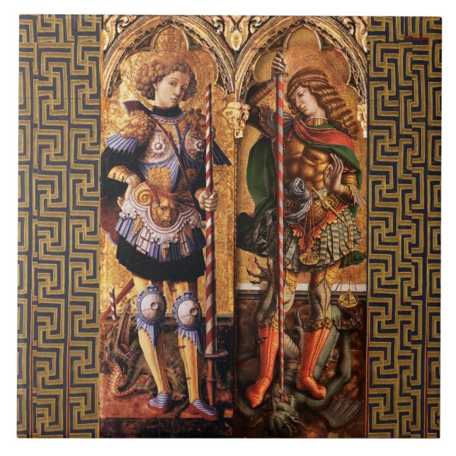 Carreau St Michael Archangel et Saint George avec Dragon (Devant)
