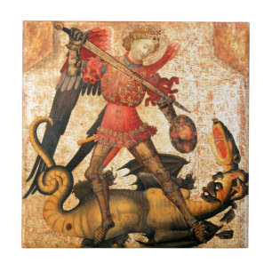 Carreau St Michael et le dragon (XVème siècle)