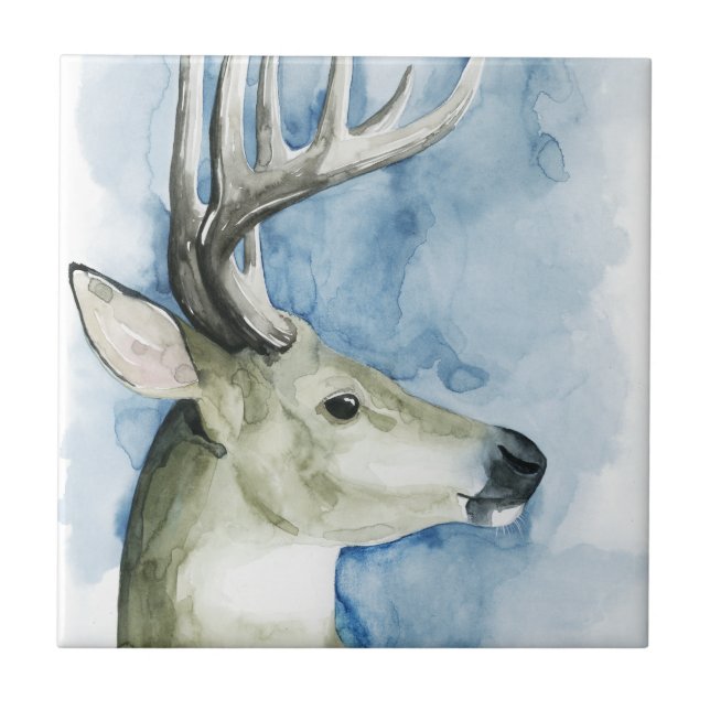 Carreau Stag errant - Aquarelle (Devant)
