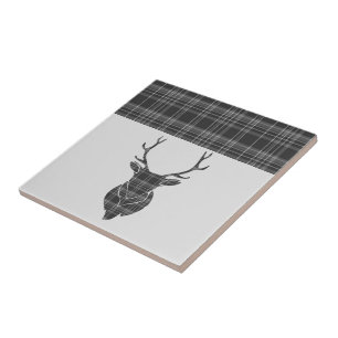 Carreau Stag Grey Tartan Motif