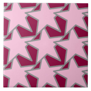 Carreau Star moderne géométrique, rose pâle et bordeaux