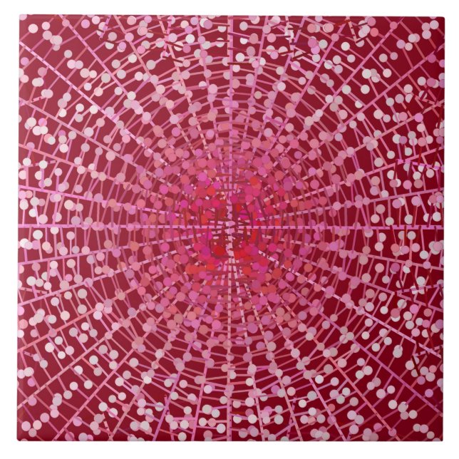 Carreau Starburst Abstrait moderne, Bourgogne et rose (Devant)