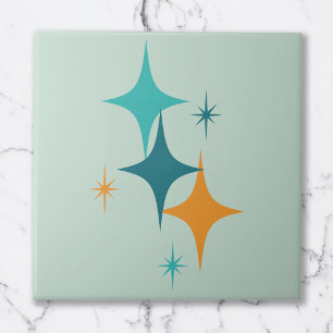 Carreau Starburst Atomique du milieu du siècle Turquoise, 